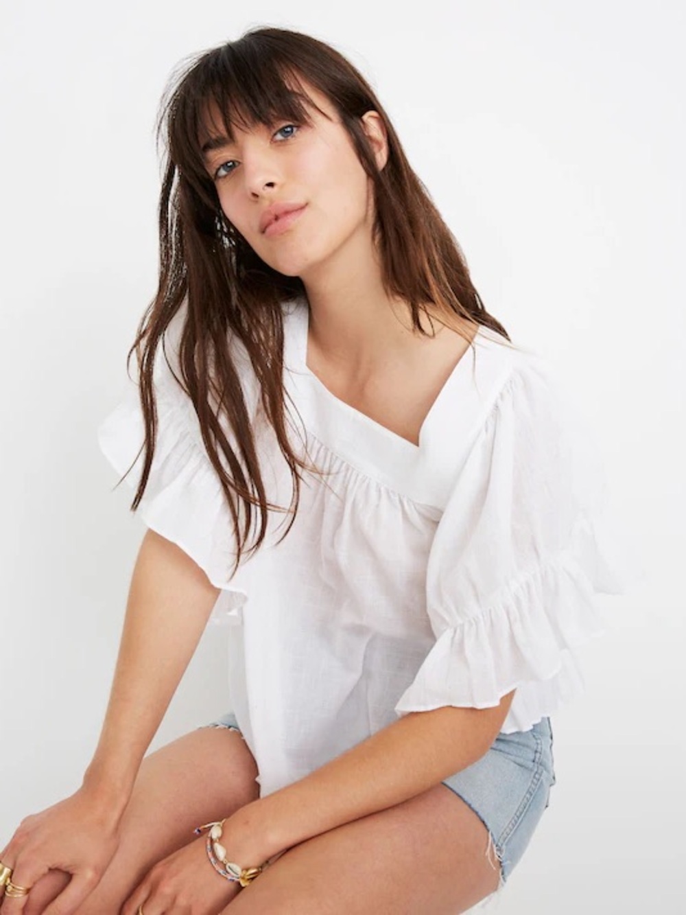 Madewell Flutter-Sleeve Butterfly Top white size XS peasant boho hippie L8489 - Picture 4 of 10